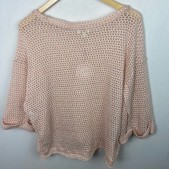 NWT Umgee Baby Pink High Low Waffle Knit Top Size Small Cotton 3/4 Sleeve Boho S - Picture 12 of 15